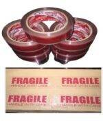 Pack of 2 Fragile Printed Tape 2 inch wide 90 Meter Length Transparent