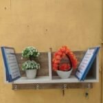 Wall hanging 3 in 1 Bookshelf decorating items shelf & Keys & Dress hanging shelf