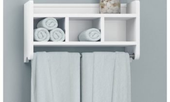 Wood Bath Storage Shelf white