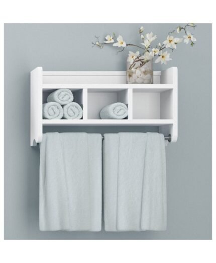 Wood Bath Storage Shelf white