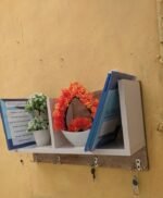 Wall hanging 3 in 1 Bookshelf decorating items shelf & Keys & Dress hanging shelf - Image 2