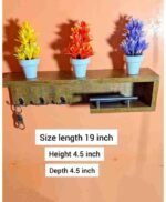 Modern Wall-Mounted Key Holder with Mobile Charging Stand | Stylish Wooden Organizer Shelf - Image 2