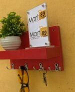 Wall Mounted Key Rack Hanging Stand Key Holder Red - Image 4