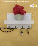Wall Mounted Key Rack Hanging Stand Key Holder white