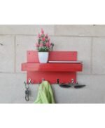 Wall Mounted Key Rack Hanging Stand Key Holder Red - Image 3