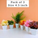 Pack of 3 Mini Plant Artificial Decoration Piece with pot Best for home & Office Decoration purpose