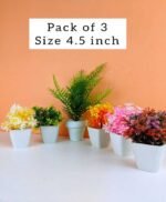 Pack of 3 Mini Plant Artificial Decoration Piece with pot Best for home & Office Decoration purpose