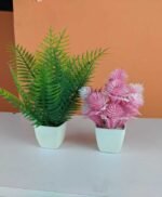 Pack of Two home Decoration artificial Plant with pot flower violet color - Image 2