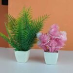 Pack of Two home Decoration artificial Plant with pot flower violet color