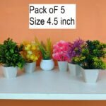 Pack of 5 Mini Plant Artificial Decoration Piece with pot Best for home & Office Decoration purpose