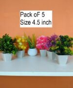 Pack of 5 Mini Plant Artificial Decoration Piece with pot Best for home & Office Decoration purpose
