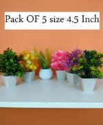 Pack of 5 Mini Plant Artificial Decoration Piece with pot Best for home & Office Decoration purpose - Image 3