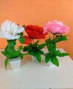 Pack of 3 Mini Red White Pink Plant Artificial Decoration Piece with pot Best for home & Office Decoration - Image 3