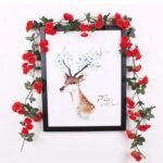 Artificial vine with Red Flowers for Home decoration