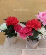 One Pc artificial Flower Pot with 3 Flowers