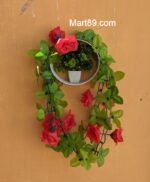 Artificial flowers ring shape Red Flowers & Green Plant - Image 2