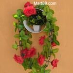 Artificial flowers ring shape Red Flowers & Green Plant