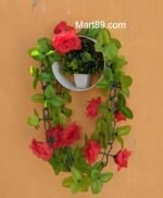 Artificial flowers ring shape Red Flowers & Green Plant