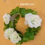 Artificial flowers ring shape white Roses