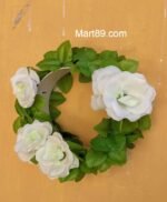 Artificial flowers ring shape white Roses