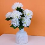 Artificial flowers white plastic pot with Different color Bunches