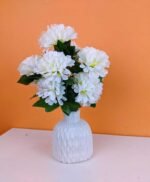 Artificial flowers white plastic pot with Different color Bunches