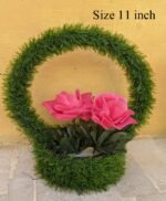Green Grass Ring shape flower pot stand 11 inch - Image 2