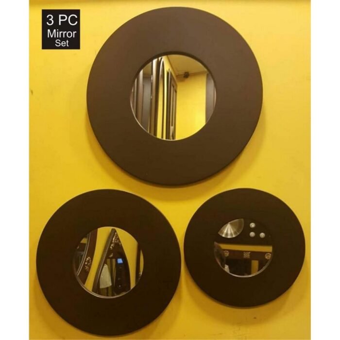 3 pc Round Shape Wall Mirror plywood - Image 3