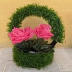 Green Grass Ring shape flower pot stand 9 inch