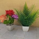 pack of 2 Decoration Piece with pot Plant Artificial Green Best for home & Office Decoration