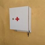 Multi purpose wall mounted wooden first aid box Security locker plus keys holder