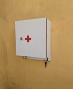 Multi purpose wall mounted wooden first aid box Security locker plus keys holder