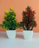 Pack of 2 Green and Dark Red Artificial plant - Image 2